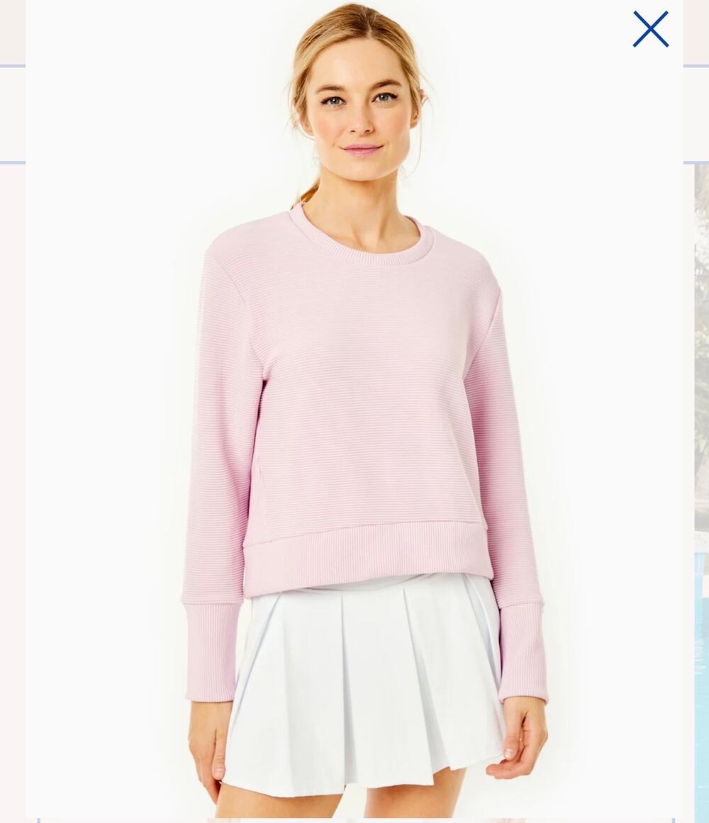 NWT Addison Bay Active Rib Crewneck Sweatshirt, Pink, XL